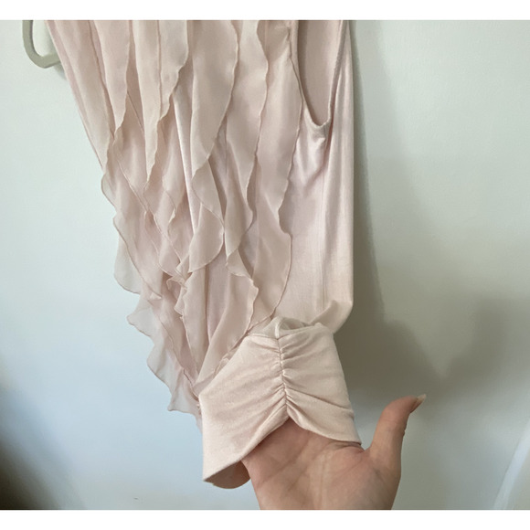 Kenar Blush Light Pink Sleeveless Victorian Ruffle Front Mock Neck Blouse Small - Picture 4 of 9